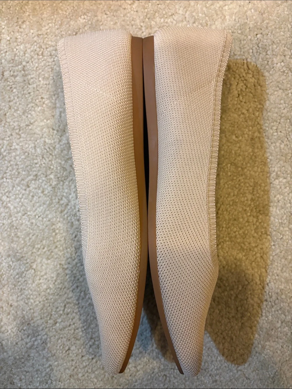 VIVAIA Women's Pointed Knit Flats in Light Beige-Size 41.5/US 10